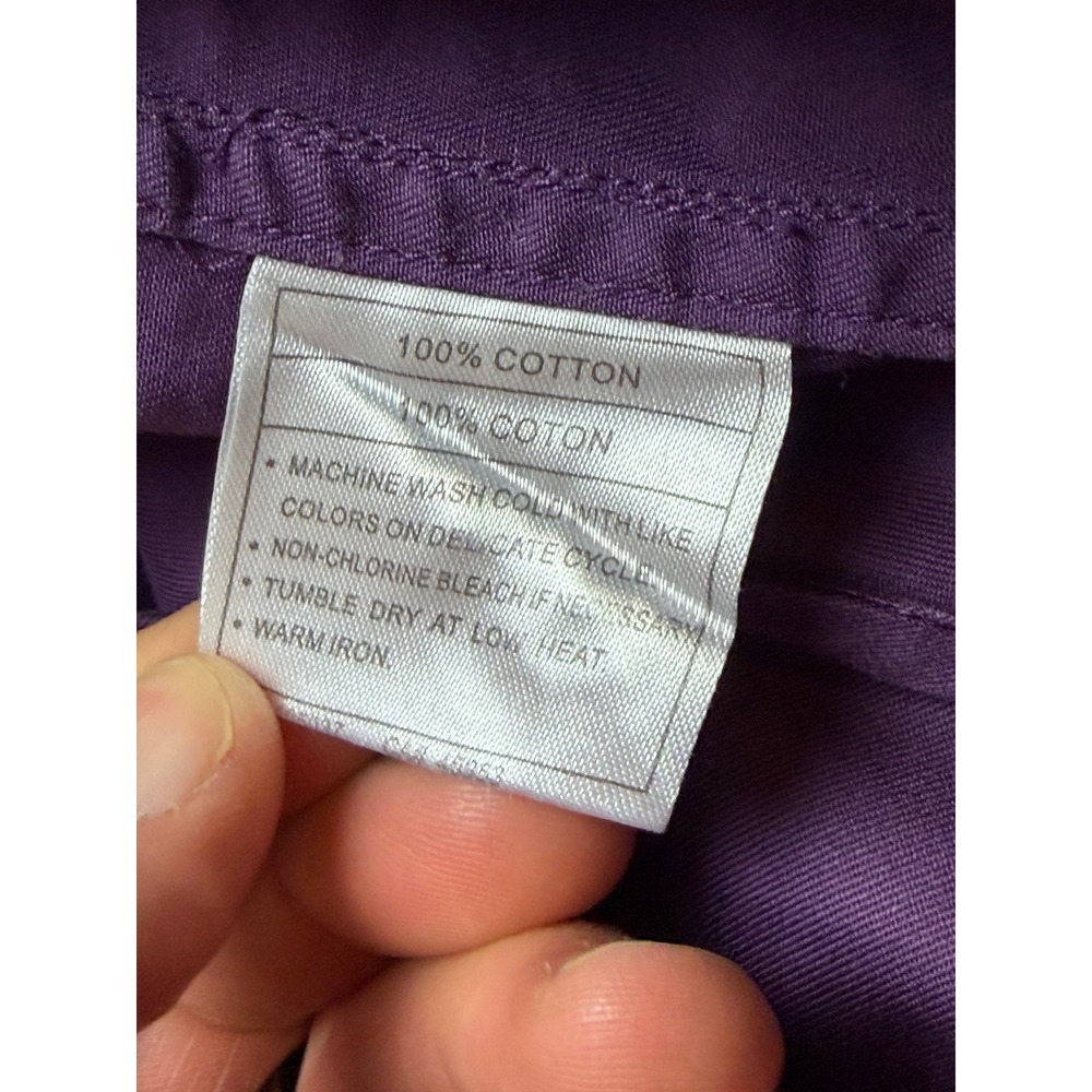 Ariat Mens Long Sleeve Button Down Western Shirt Purple Cotton Twill Medium - Picture 8 of 11